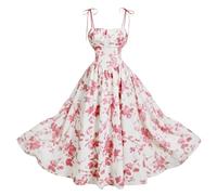 Genérico Vestidos Tirantes Mujer, Vestidos Verano Mujer Elegantes,Vestido FrancéS Elegante Informal con Estampado Floral Sin Mangas con CinturóN Cruzado En La Cintura