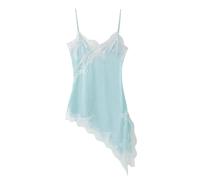 Genérico Vestidos Verano Mujer, Vestido Elegante Mujer, Vestido Mini Informal De Verano con Encaje AsiméTrico Y Tirantes Finos Estilo Bohemio Fluido De Corte A para Una Cita Nocturna