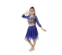Genérico Vestuario de Danza Oriental para Niñas Traje de Espectáculo Infantil con Falda y Mangas Largas (Blue, 5-12 Years)