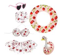 Genérico Vêtements Pour Oie De Jardin - Kit Été 120g, Maillot De Bain Bikini Tropical Pour Statue D'Oie, Costume Hawaien Imperméable Avec Bouée, Décoration Extérieure Porche Et Pelouse