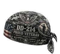 Genérico Veteran DD-214 Camouflage Print Cycling Pirate Hat/Biker Headwrap, Patriotic Motorcycle Bandana for Men Veteran Gift (2Pcs)