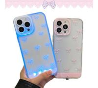 Genérico Vibrant Led Bow Phone Case, Designed Specifically For Women, Features A Built-In Colorful Led Light-Up Feature That Lights Up When A Call Comes In. Compatible For iPhone (Pink,for iPhone16)