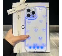 Genérico Vibrant LED Bowknot Phone Case, Built in LED Colorful Glowing Cell Phone Cover for Women, Incoming Call Flash Light Up Slim Clear Case for iPhone 11/12/13/14/15/16/17 Pro/Pro MAX