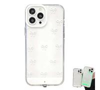 Genérico Vibrant Led Bowknot Phone Case for 11-17 Series, Slim Clear Shockproof Vibrant LED Bowknot Protective Case, with Color-Changing Lights for Women Girls (for 14ProMax,White)