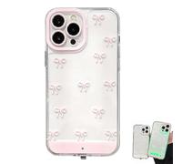 Genérico Vibrant Led Bowknot Phone Case for 11-17 Series, Slim Clear Shockproof Vibrant LED Bowknot Protective Case, with Color-Changing Lights for Women Girls (for 16Pro,Pink)