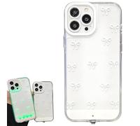 Genérico Vibrant Led Bowknot Phone Case for iPhone 17-11 Series, Luminous Coquette Style Light-Up Case, Slim Clear Shockproof LED Bowknot Protective Cases, Shockproof Full Protective Cover (White,15)