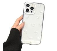 Genérico Vibrant LED Bowknot Phone Case,Light-Up Phone Case for Incoming Calls, Slim Clear Ribbon Stylish Phone Cover for iPhone 12/13/14/15/16/17 Plus Pro MAX (17 Air,White)