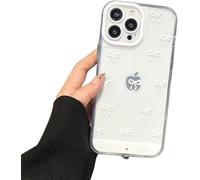 Genérico Vibrant LED Bowknot Phone Case,Light-Up Phone Case for Incoming Calls, Slim Clear Ribbon Stylish Phone Cover for iPhone 12/13/14/15/16/17 Plus Pro MAX (14 Plus,White)