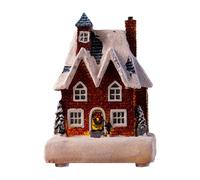 Genérico Villaggio Di Natale Innevato Illuminato - Mini Casa In Resina con Luci LED, Decorazioni per Interni, Desktop, Feste, Vetrine, Mensole E Finestre | Addobbi Natalizi Atmosfera