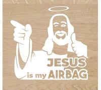 Genérico Vinilo de Corte Pegatina Jesus is my airbag 10x10cm Sticker Decal autocollant (Blanco)