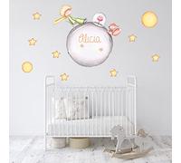 Genérico Vinilo Decorativo Adhesivo Infantil de Pared El Principito con NOMBREPERSONALIZADO Efecto lápiz Estrellas y Planetas - Facil Colocacion (120, 118)