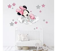 Genérico Vinilo Decorativo Infantil Mickey y Minnie Mouse Bebe Nube Estrellas - Varias Medidas - Autoadhesivo de fácil colocación - Habitación Infantil (Rosa, 120)