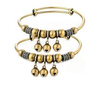 Genérico Vintage Bell Bangle for Women Men,Push-Pull Adjustable Bell Bangle,Retro Boho Jewelry Jingle Charm Antique Brass Metal Bracelet,Festival Party Gift Accessory Daily Wear