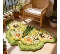 Genérico Vintage Colorful Butterfly Print Rug, Irregular Butterfly Moth Shaped Area Rug, Soft Washable Mat, Carpet for Living Room Bedroom Bathroom Entryway Home Decor (Dark Green, 40x70cm(16"x28"))