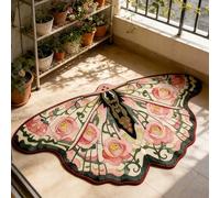 Genérico Vintage Colorful Butterfly Print Rug, Irregular Butterfly Moth Shaped Area Rug, Soft Washable Mat, Carpet for Living Room Bedroom Bathroom Entryway Home Decor (Rose, 80x150cm(31"x59"))