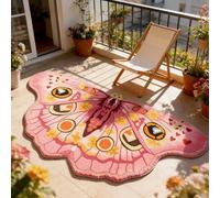 Genérico Vintage Colorful Butterfly Print Rug, Irregular Butterfly Moth Shaped Area Rug, Soft Washable Mat, Carpet for Living Room Bedroom Bathroom Entryway Home Decor (Pink, 60x100cm(24"x39"))