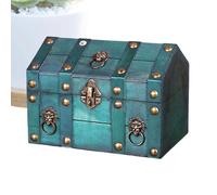 Genérico Vintage - Contenedor De Almacenamiento Decorativa Con Cerradura,Arca Antigua Verde de Madera Hecha a Mano | Para Mujeres Madre Hogar Dormitorio Mesa Joyas Tesoro Perla