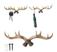 Genérico Vintage Deer Antlers Wall Hooks, Nordic Shabby Chic Coat Rack for Home Decorative, Resin Deer Hook for Jewellery Display Bathrooms Towels Supplies