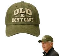 Genérico Vintage Distressed Old & Don’t Care Cap, Adjustable Breathable, Perfect for Daily Wear & Retro Hangouts (Army Green)