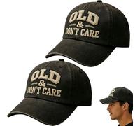 Genérico Vintage Distressed Old & Don’T Care Cap, Classic Dad Hat,Old-School Laid-Back, Adjustable for Men & Women (2Pcs)