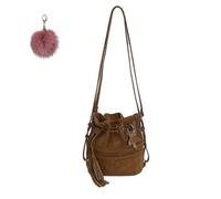 Genérico Vintage Drawstring Suede Bucket Backpack,Women's Braided Tassel Shoulder Bag,Large Capacity Trendy Casual Crossbody Bag