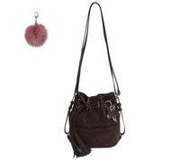 Genérico Vintage Drawstring Suede Bucket Backpack,Women's Braided Tassel Shoulder Bag,Large Capacity Trendy Casual Crossbody Bag