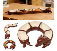 Genérico Vintage Five-Piece Dachshund Serving Dish, Funny Compartment Tray Dachshund Handcrafted Platter, Sausage Dog Style Plate Set for Snacks, Fruits, Nut, Candy, Pet Lover Gift