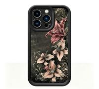 Genérico Vintage Floral Decadent Lily Phone Case for iPhone 17/16/15/14/13/12 Series Anti-Scratch Protective Cover with Retro Botanical Design (Black,16Pro MAX)