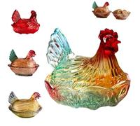 Genérico Vintage Glass Hen on Nest Dish with Lid, Large Pedestal Crystal Candy Jar Bowl, Pastoral Style Chicken Shaped Fruit Dish for Home,Office,Wedding Tabletop Decor,Snacks,Dessert