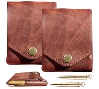 Genérico Vintage Handmade PU Leather Wallet, Multifunctional Simple Men's Wallets Built-In Pen Slot, Slim Minimalist Wallets for Daily Business Travel