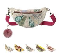 Genérico Vintage-Inspired Patchwork Quilted Sling Bag,Handmade Lightweight Curved Boho Crossbody Bag,Large Capacity Shoulder Satchel