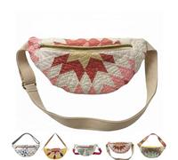 Genérico Vintage-Inspired Patchwork Quilted Sling Bag, Patchwork Quilted Crossbody Bag, Bohemian Fabric Shoulder Satchel (C)
