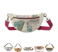 Genérico Vintage-Inspired Patchwork Quilted Sling Bag, Patchwork Quilted Crossbody Bag, Bohemian Fabric Shoulder Satchel (B)