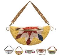Genérico Vintage-Inspired Patchwork Quilted Sling Bag, Patchwork Quilted Crossbody Bag, Bohemian Fabric Shoulder Satchel (A)