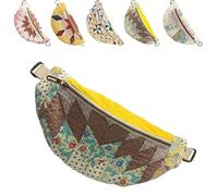 Genérico Vintage-Inspired Patchwork Quilted Sling Bag, Small Patchwork Bag with Adjustable Strap for Women Girls (A)