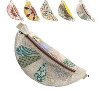 Genérico Vintage-Inspired Patchwork Quilted Sling Bag, Small Patchwork Bag with Adjustable Strap for Women Girls (E)