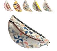 Genérico Vintage-Inspired Patchwork Quilted Sling Bag, Small Patchwork Bag with Adjustable Strap for Women Girls (C)
