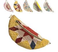 Genérico Vintage-Inspired Patchwork Quilted Sling Bag, Small Patchwork Bag with Adjustable Strap for Women Girls (D)