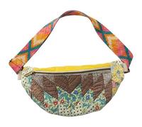 Genérico Vintage-Inspired Patchwork Quilted Sling Bag, Women's Bohemian Patchwork Bag with Lightweight Curved Design for Daily (D)