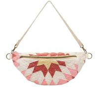 Genérico Vintage-Inspired Patchwork Quilted Sling Bag, Women's Bohemian Patchwork Bag with Lightweight Curved Design for Daily (B)