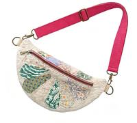 Genérico Vintage-Inspired Patchwork Quilted Sling Bag, Women's Bohemian Patchwork Bag with Lightweight Curved Design for Daily (E)