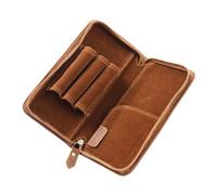 Genérico Vintage Leather Pouch - Pen Storage Case, Stationery Holder with Triple Slots, Writing Organizer, Desk Accessory, Pen Keeper for Protecting Fountain Pens Maintaining Neat Carry During Travel