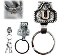 Genérico Vintage Letter Keychain for Men Women, 26 Letters Cowboy style Western Initial Key Clip, Handmade Letter A-Z Initial Keychain Clip for Pants Pocket Belt Hat