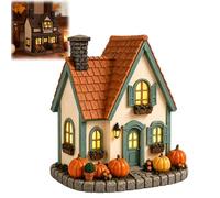 Genérico Vintage Light-Up Pumpkins Cottage,Hand-Painted Pumpkin LED Cottage Decoration,Halloween Lighted Multicolor Autumn Village House,for Mantel Shelf Tabletop Collectible Centerpiece