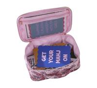 Generico Vintage Pattern Mahjong Storage Bag - Polyester Portable Handbag 25x17x10cm Large Capacity Multipurpose Organizer - Stylish Cosmetic Case And Tile Carrying Tote For Travel Gaming Accessories