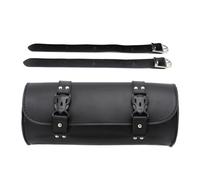 Genérico Vintage PU Leather Motorcycle Handlebar Bag | 12.2 Inch Retro Cruiser Tool Pouch | Side Front Seat Mount Storage For Electric Scooter | Black Brown Universal Motorbike Accessory