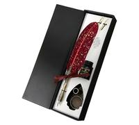 Genérico Vintage Quill Pen Ink Set - 27.8x9x4cm Handmade Cålligraphy Writing Kit | Stainless Steel Dip Pen with Holder, Black Ink & Replaceable Nibs Gift for Writers Authors Beginners