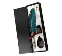 Genérico Vintage Quill Pen Ink Set - 27.8x9x4cm Handmade Cålligraphy Writing Kit | Stainless Steel Dip Pen with Holder, Black Ink & Replaceable Nibs Gift for Writers Authors Beginners