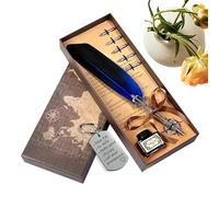 Genérico Vintage Quill Pen - Quick Drying With Keychain Replacement Nibs | Retro Writing Pens Fountain Ink Set | Elegant Stationery Kit For Journaling Signatures Beginners Birthday Home Office School