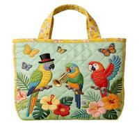 Genérico Vintage Quilted Tote Bag,Cute Animals Print Cotton Shoulder Bag,Canvas Book Print Shoulder Bags for Vacation Shopping